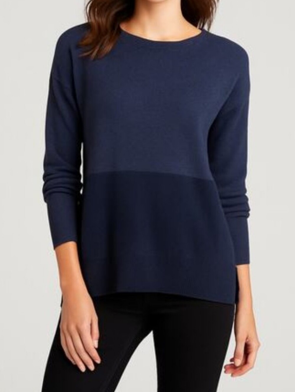 Athleta Wool Cashmere Stargazer Pullover Blue Colorblock Tunic Sweater, Size S